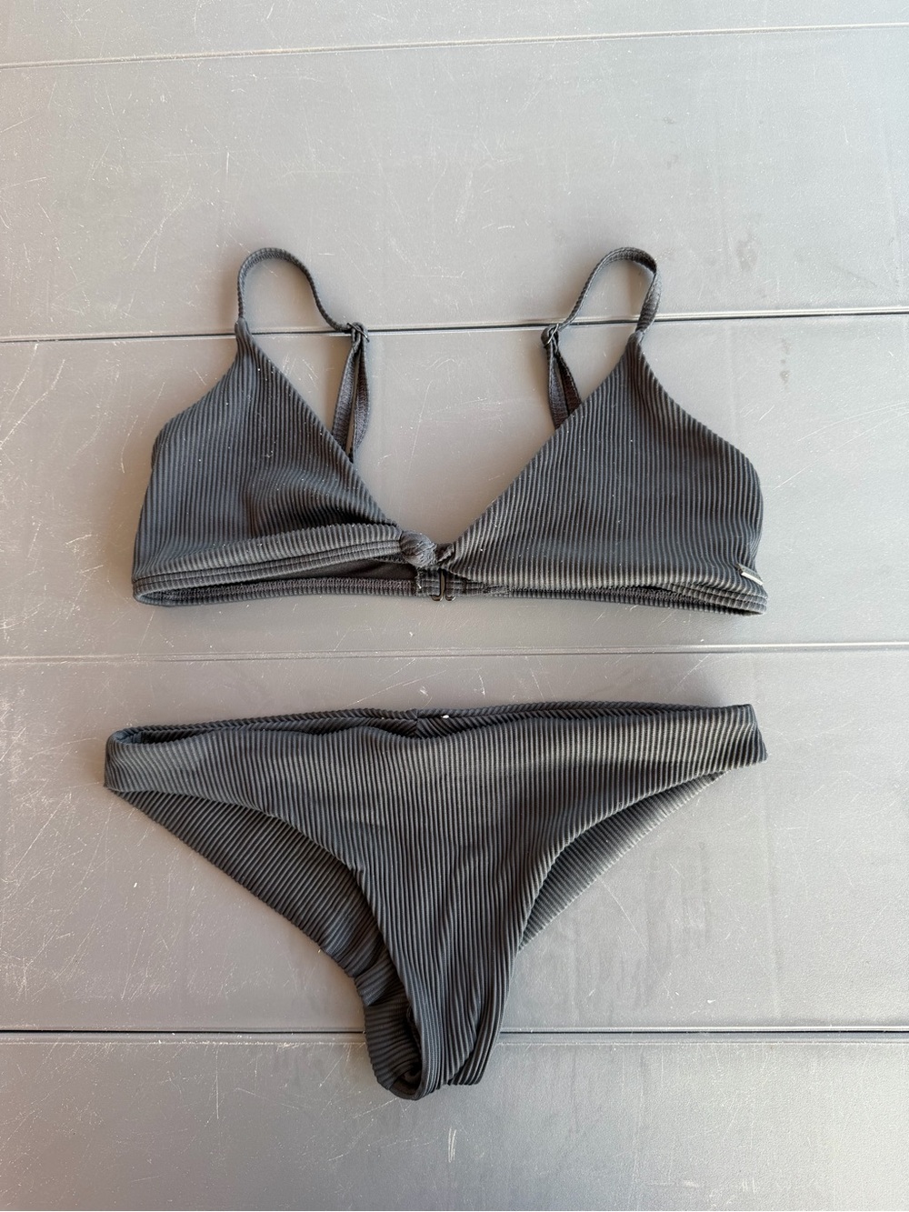 Roxy Ribbed Black Two-Piece Bikini Set
